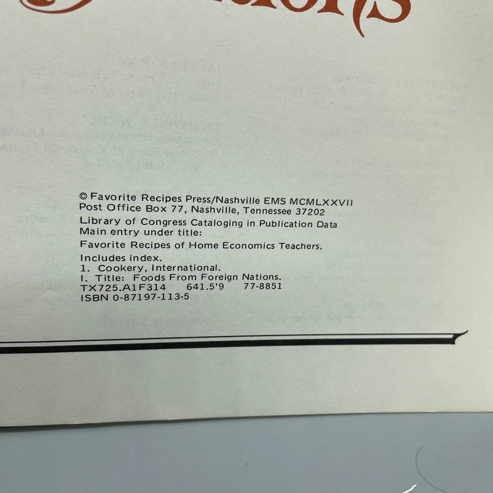 Foods from‎ Foreign Nations Cookbook 1977 Home Economics Teachers Vintage Spiral